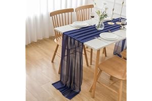 AOKSUNOVA Bieżnik szyfonowy ciemnoniebieski Organza bieżnik tiulowy materiał 3 m x 70 cm materiał dekoracyjny