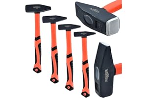 REXXER HEAVY DUTY TOOLS Rexxer | Schlosserhammer-Set | Fiberglasstiel | Hohe Qualität | Ergonomische Griffe | Schlagfest | Vielseitig einsetzbar | 4 Elemente | 300, 500, 800, 1000 g