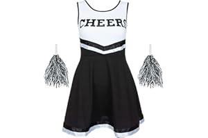 Redstar Fancy Dress Vestito Cheerleader con Pon Pon Cheerleader - Cheerleader Costume Donna - Costume Cheerleader da Donna Divisa Cheerleader Halloween Cheerleader