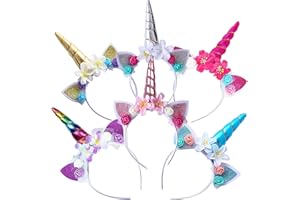 KOIROI Einhorn Haarreif für Kinder, 6 Stück Headband Stirnband Bunt mit Unicorn Horn, Haarschmuck für Geburtstag Geschenk Karneval, Ostern Geburtstag Birthday Party, Haarreif Einhorn Stirnband