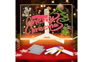 FOCUSUN LED Drawing Board, Light Up Drawing Screen, Rewritable Acrylic LED Message Board with 7 Colors Pen, with Rag and Stand, for School, Cafe, Home, Office, Christmas
