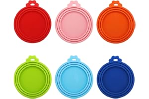 Huayue 6 Pezzi Coperchio per Lattina di Cibo, Coperchi in Silicone per Lattine di Animali Domestici Tappi per Lattine con Taglia 3 in 1 - (Arancione/Blu Scuro/Azzurro/Verde/Rosso/Rosa)