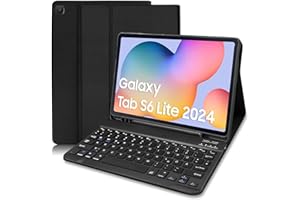 COEZFE Hülle mit Tastatur für Samsung Galaxy Tab S6 Lite 10.4 Zoll 2024/2022/2020, Soft Schutzhülle mit Pencil Halter, Bluetooth Tastatur (Deutsches QWERTZ) für Samsung Galaxy Tab S6 Lite, Schwarz