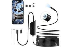 CUBTEM Endoskopkamera mit Licht, 1920P HD Endoskop-Kamera Handy mit 8 LED Licht Wasserdichtes IP67, Kein WLAN Erforderlich Inspektionskamera Kanal-Kamera Handy Endoskop für Android & iOS, Tablet (16.4ft/5m)