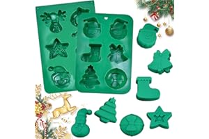 LANSKYLAN 2 PCS Moldes de Silicona Navideños Moldes de Chocolate Navideño Moldes Silicona Navidad Moldes Dulces Navideños Moldes de Fondant de Navidad para Bombones de Chocolate Pastas Fondant Tartas