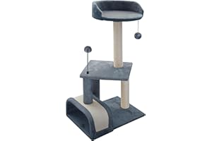 Roypet 32" Cat Tree Tower for Indoor Cats,Small Cat Tree with Cat Scratching Posts Pad and Cozy Perch,Grey