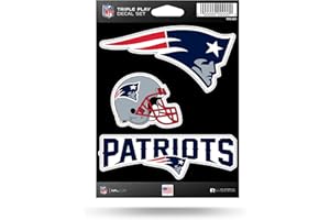 Rico Industries NFL New England Patriots Triple Play Decal Set 5" x 7" (3 Decals)