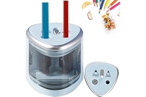FUNMO Bleu Electric Taille-Crayon Automatique Professionnel - 2 Trous, Affûtage Électrique pour la Maison, L'école, le Bureau