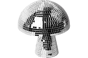 HAOFY Boule Disco Champignon Effets Visuels Éblouissants, Plastique Premium, Reflets Colorés Idéal Pour Les Fêtes, Mariages (SILVER)