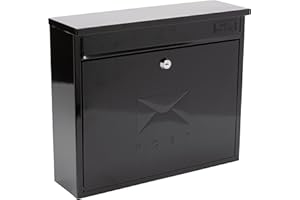 BURG-WÄCHTER Burg-Wachter MB02BK Black Elegance Wall Mounted Galvanised Steel Lockable Weatherproof Post Box - 36x31x10cm
