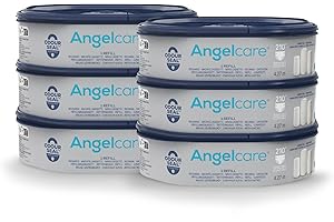 Angelcare - 6 Recharges Poubelle à Couches – Octogonale – Anti Odeur - Dress Up - Fabriqué en France