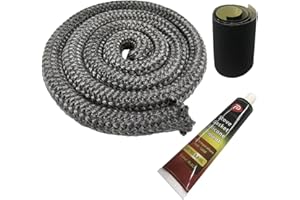 PROTALWELL Joint de poêle à bois, kit de joint de porte de poêle à bois 25 mm, joint en fibre de verre résistant aux hautes températures, corde de remplacement pour poêle ou cheminée, longueur 1,8 m