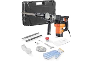 VEVOR Martello Demolitore per Calcestruzzo 1400W 2 Punte a Scalpello per 2900BPM, Kit di Martello Elettrico 220V per Lavorazione su Cemento Mattoni Piastrelle Demolizione per Muro 19J