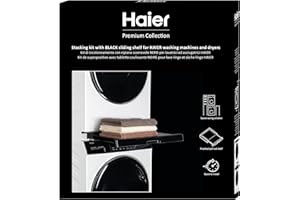 Haier Kit icolonnamento Universale con Ripiano Scorrevole Nero per Lavatrici e Asciugatrici, Kit Colonna Salvaspazio, Qualità Premium, Perfetto per Lavatrici e Asciugatrici Haier Serie 3, 5, 7