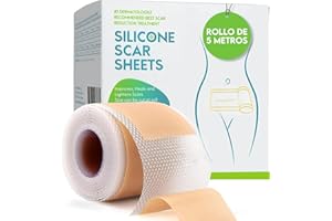 BODYTECNI Parches Cicatrizantes (4CMx500CM) | Parche de Silicona Para Cicatriz | Silicone Scar Sheets | Láminas de Silicona Profesionales Para Cicatrices Causadas por Cesárea, Cirugía, Quemaduras,Queloides,Acné