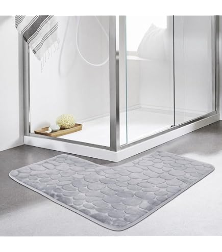Brandsseller Tappeto da bagno 60 cm Tappetino da bagno Zerbino da bagno Tappeto da doccia rotondo in ciniglia antiscivolo assorbente lavabile in lavatrice - Grigio
