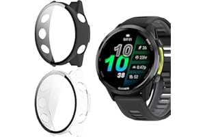 Vanrain Hülle für Garmin Forerunner 970 / Forerunner 570 47mm, 2 Stück 360° Rundum PC Case mit Schutzfolie Glas Bumper Vollständige Abdeckung Schutzhülle, Schutz Hülle Gehäuse Schwarz+Transparent