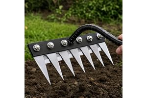 6 Teeth Garden Rake Heavy Duty Carbon Steel Rake Handle for Soil Loosening, Weeding, Lawn & Yard Cleaning – Multipurpose Outdoor Gardening Tool for Home Farm & Agricultural Use