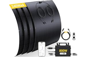 BLZLDD 960 W Balcony Power Plant, Inverter 800 W, Solar System Complete Set, 4 x 240 W Flexible Solar Panels, 5 m Cable, Balcony Power Station 800 W Complete Socket