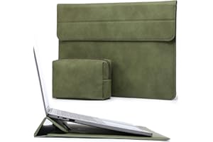HYZUO 15-16 Pulgadas Funda para Portátiles con Soporte para MacBook Pro 16 M4/M3/M2/M1 Pro/MAX 2024-2019, XPS 15, MacBook Pro 15 2015-2012, Samsung Galaxy Book Flex/Pro 15, Verde Oliva