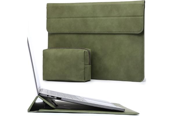 HYZUO 13,3-14 Pouces Housses Ordinateur Portable Sacoche avec Fonction Stand pour MacBook Pro 14 M5/M4/M3/M2/M1 2026-2021, MacBook Pro/Air 13,3, 13,5" 13,8" Surface Laptop, Vert Olive