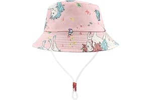 FenFang Cappello da Sole Bambino Bambina a Tesa Larga, Berretto Pescatore Neonato Estivo, Cotone Bucket Hat, Fisherman cap da Cartone Dinosauro Spiaggia 1 2 3 4-8 Anni