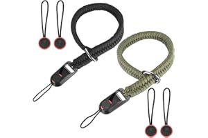 zrfgbxim Pasek na nadgarstek do aparatu z klamrą szybkiego zwalniania (4 szt.), linki paracord, regulowane paski bezpieczeństwa do lustrzanek cyfrowych lub aparatów bezlusterkowych, 2 szt