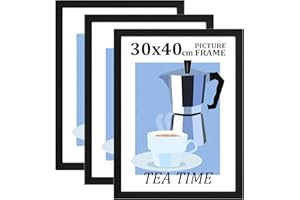 Bobeen 30x40cm Picture Frames, Pack of 3 Black Photo Frame (12x16in) for Table Top and Wall Mounting