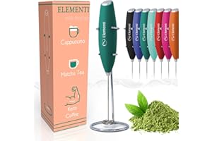 Elementi Mousseur à lait électrique à main, fouet à matcha, mousseur à lait pour mousseur à café, mélangeur électrique à main, mini fouet électrique (émeraude)