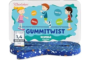 Kleintober I Premium Gummitwist Kinder I mit Anleitung für Spiele I Hüpfgummi I Twister I Indoor und Outdoor Spielzeug I für Mädchen & Jungs I Gummitwist I Kleine