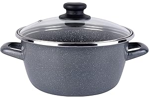 Magefesa K2 Gransasso. Cacerola 24cm + tapa de vidrio. Exterior gris moteado. Antiadherente bicapa reforzado piedra, apta para todo tipo de cocinas, especial inducción. 50% de ahorro energético.