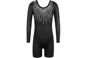 ZNYUNE One-pieceGirls Gymnastic Long Sleeve Leotards Sparkle Dancing Athletic Ballet Unitards for 3-12 Years