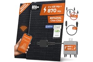 Solarway 870W centrale elettrica da balcone 800W presa completa - 600W/800W potenza regolabile - 2 moduli JaSolar da 435W Full Black - 1 inverter Deye con APP&WiFi - Plug&Play (senza staffa)