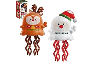 YOUYIKE Weihnachts Aufziehspielzeug, 2 Stück Krabbelspielzeug, Kleinigkeiten für Adventskalender, Weihnachtsmann Elch Aufziehspielzeug für Weihnachtsstrümpfe und Geschenktütenfüller