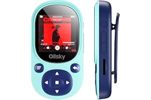64 GB Reproductor MP3 con Bluetooth, Oilsky Reproductor Mp3 con Clip para Deportes, Mini Reproductor de música portátil para niños con Radio FM, grabación, podómetro, Auriculares incluidos