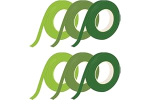 msymsyu 180m Floristenband 6 Stück Floral Tape 12mm x 30m Grüner Floristenkrepp 3 Farben Geblümtes Klebeband Floristik für Wrapping Blumensträuße und Floralen Handwerken Blumenband (30m/Rolle)