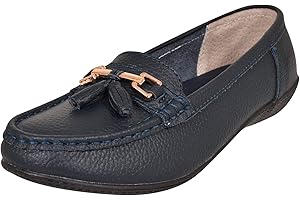 JO & JOE Femme Cuir Plat Mocassin Femmes Décontracté Confortable Cuissard Talon Bas Compensé Chaussures Travail