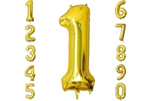 Ousuga 40 Pouces Or Numéro 1 Ballons, Géant Foil Mylar Hélium Ballon Numérotés Jumbo Autogonflant Filles Garçons Femmes Hommes Anniversaire Animal Thème Fête Or Mariage Graduation Décorer(1)
