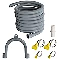 Manste Universal Washing Machine Drain Hose Extension Kit Includes 10FT Corrugated and Flexible Washing Machine Drain Hose Replacement, U-Bend Hose Holder, Extension Adapter and 4 Pieces Clamps (10)