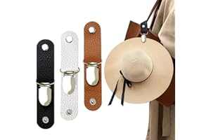 JEYORZY 3er Set Reise Hut Clips aus PU Leder für Taschen, multifunktionaler Huthalter, Sonnenhut Clips für Damen & Herren（Schwarz, Braun und Weiß）