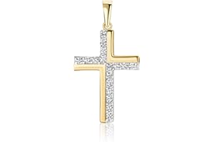PRINS JEWELS Gold Anhänger Kreuz 14 Karat 585 Gelbgold Mit Zirkonia Steinen Unisex