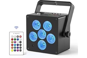 Oloaxolx Foco par LED con batería de 50 W Luz de escenario RGBWAUV DMX512 6 en 1 con control remoto, iluminación ascendente con batería de 12 horas para DJ, fiesta disco, KTV, boda, cumpleaños