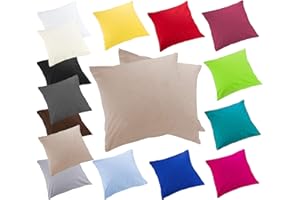 ‎MOON Moon Luxury Linon 2er Pack Kissenbezug 40x40 Taupe mit Reißverschluss, Kissenhülle aus 100% Baumwolle