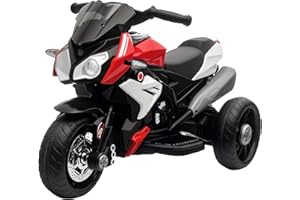 HOMCOM Kids 6V Electric Ride On Motorcycle Electric Motorbike w/Lights Music Horn 3 Wheel Outdoor Play Toy for 3-5 Years, Red