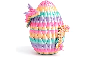 Flavery 3D Printed Dragon Egg - Candy - Surprise Easter Egg with 12" Flexible Crystal Dragon Inside, 3D Printed Gift Toy, Desk Executive Pet, Figurine Decor
