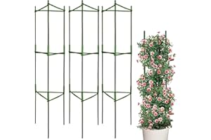 LIBRNTY 3pcsPlantes de Support,Cage à tomates,Stable Support de Plante de Tomate,Jardin Treillis Fleur Support en Acier Inoxydable Grimper légumes & Fleurs et Fruits Grow Cage,avec bielle