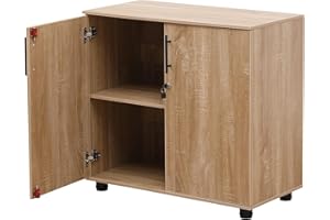 MMT FURNITURE DESIGNS LTD MMT Armoire de rangement en chêne – Armoire de bureau avec portes verrouillables, bibliothèque en bois de 75 cm de haut pour meubles de bureau et rangement d'outils de garage, armoires de bureau