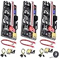 ELUTENG PCIe Riser 1x to 16x (Dual 6PIN) w/ 8 Solid Capacitors LED Indicators GPU Riser Extension Kit with 60cm USB 3.0 Cable 6 Pin to 15Pin SATA Cable for Ethereum Bitcoin ETH BTC Mining