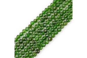 GEM-INSIDE CREATE YOUR OWN FASHION GEM-Inside AA, 3 mm, natürlicher grüner Diopsid-Edelstein, Quarz, facettiert, rund, winzig, kleine Abstandshalter, Perlen für Schmuckherstellung, Armband, Ohrringe, Charms, voller Strang, 38,1 cm