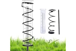 streeHerjjkeA1 Professionelle Regenmesser，Glas-Regenmesser，Niederschlagsmesser ，inklusive Erdspieß，mit 17 klarer Skala， zur genauen Regenwassermessung, für Rasenaussaat, Blumen- oder Gemüsebeet